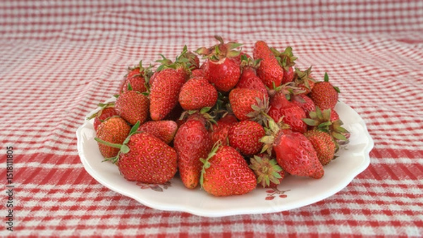 Obraz fraises du potager présentées sur assiette