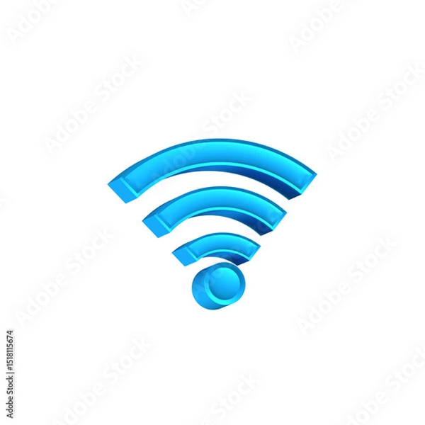 Obraz 3D Blue WiFi Signal Icon Isolated on White Background