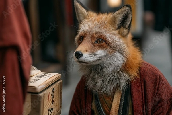 Obraz Fox in Traditional Japanese Attire