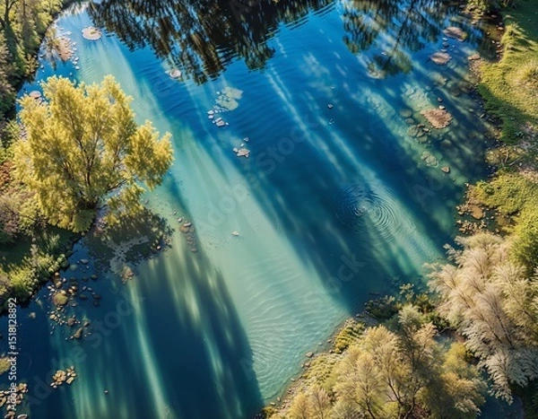 Fototapeta lake view from high with empty space in center