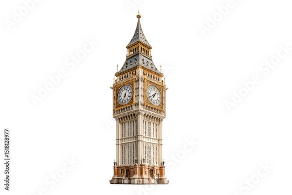 Obraz PNG Iconic big ben clock tower on black background