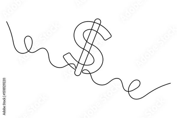 Fototapeta Continuous line dollar illustration outline