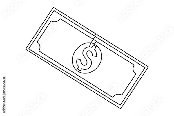 Fototapeta Continuous line dollar illustration outline