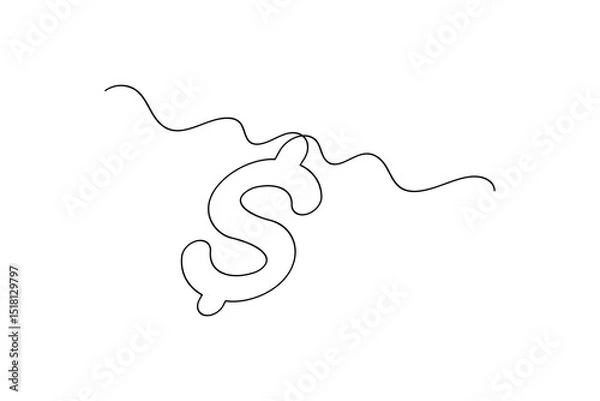 Fototapeta Continuous line dollar illustration outline