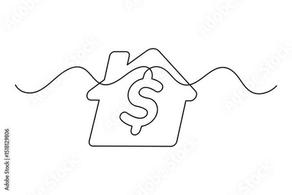 Fototapeta Continuous line dollar illustration outline
