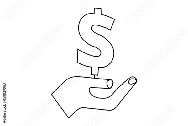 Fototapeta Continuous line dollar illustration outline
