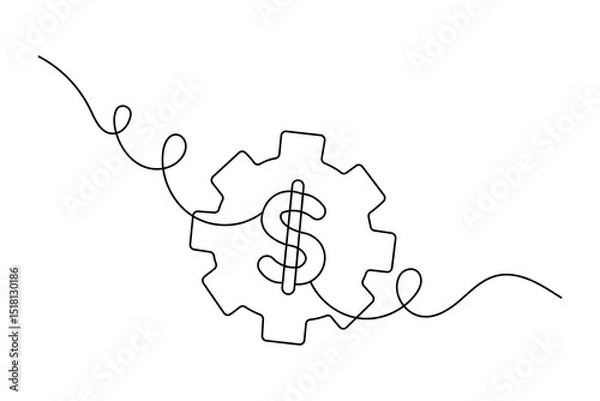 Fototapeta Continuous line dollar illustration outline