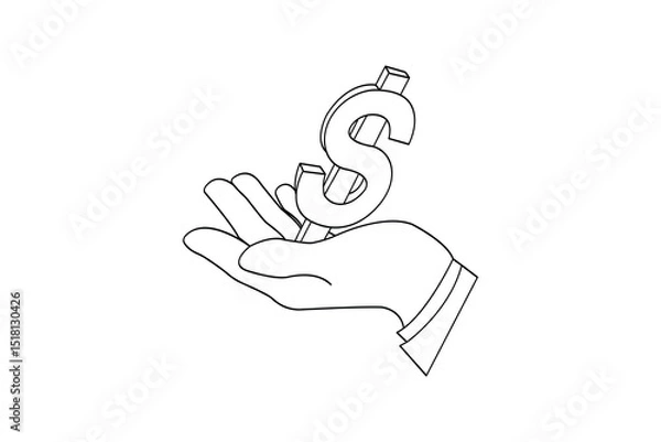 Fototapeta Continuous line dollar illustration outline