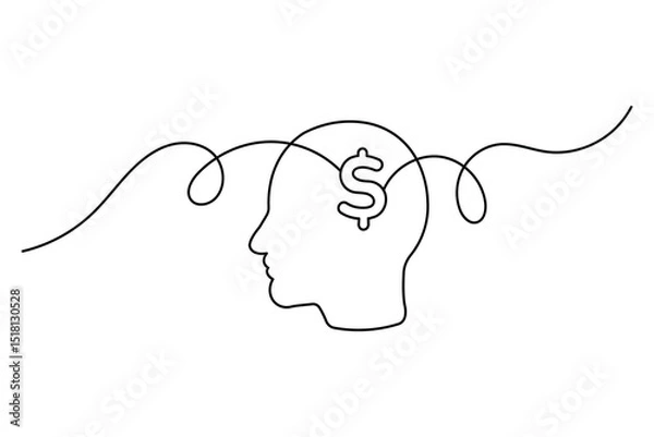 Fototapeta Continuous line dollar illustration outline