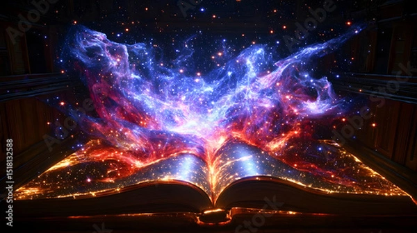 Obraz Glowing Open Book With Magic Light