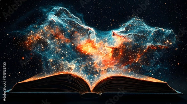 Obraz Glowing Cosmic Open Book With Nebula