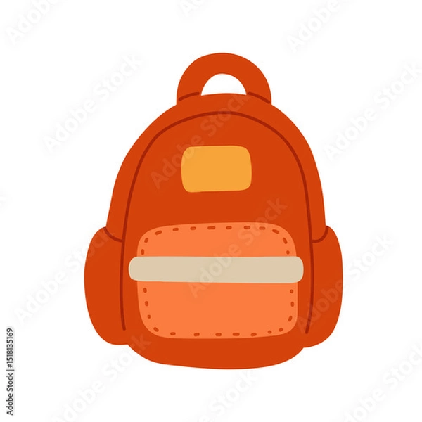 Obraz Bright orange backpack vector illustration, perfect for back-to-school designs, travel themes, and adventure gear promotions. Trendy and eye-catching graphic for all age groups.