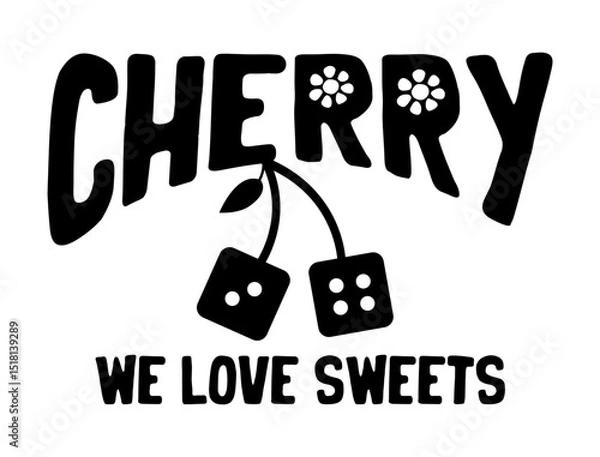 Obraz varsity college cherry dice good vibes with groovy love retro college varsity typography slogan print for girl tee , t shirt or sweatshirt , hoodie