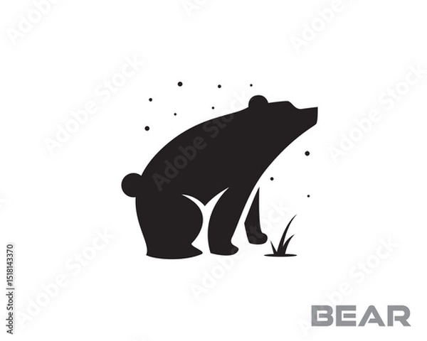 Obraz silhouette bear sit on nature logo design template illustration inspiration