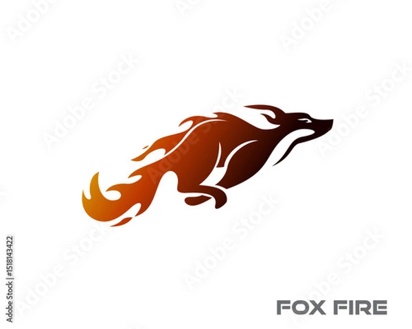 Obraz running fox fire jumping art logo design template illustration inspiration