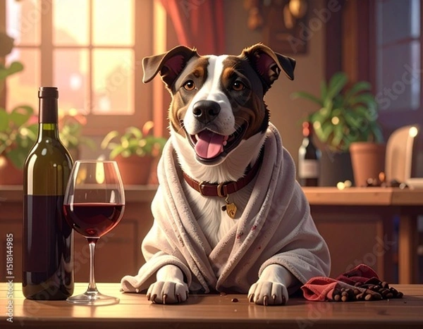 Obraz Dog in Bathrobe