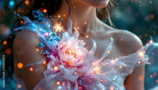 Fototapeta ファンタジーストーリー（胸元が語る、静かな意志を纏う女性）