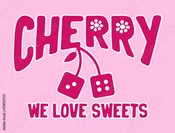Obraz varsity college cherry dice good vibes with groovy love sweet retro college varsity typography slogan print for girl tee , t shirt or sweatshirt , hoodie
