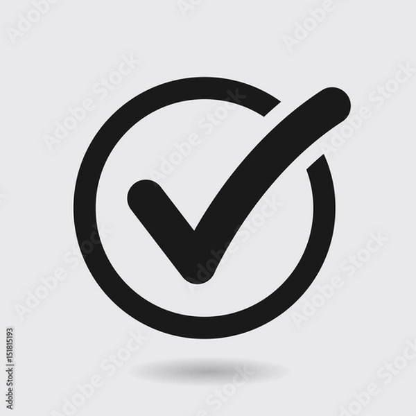 Fototapeta Check list button icon. Check mark in round sign.