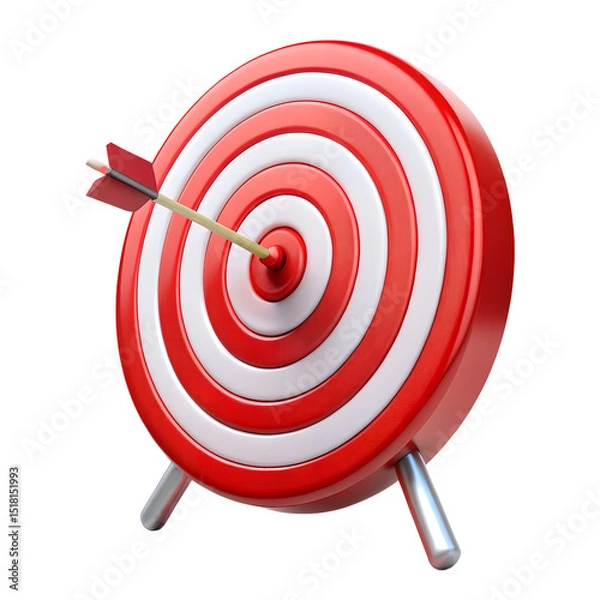 Fototapeta Target and arrow hitting the bullseye: a symbol of accuracy, success, and achieving business goals in competition