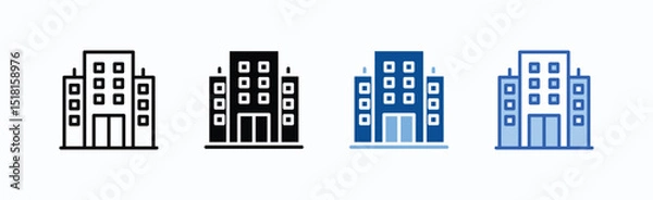 Obraz Office Building Icon Sheet Multiple Style Collection Isolated Vector