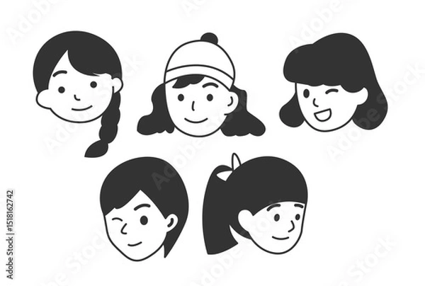 Obraz set of children faces