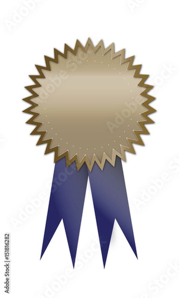 Fototapeta Vector of a Golden Seal with a Blue Ribbon