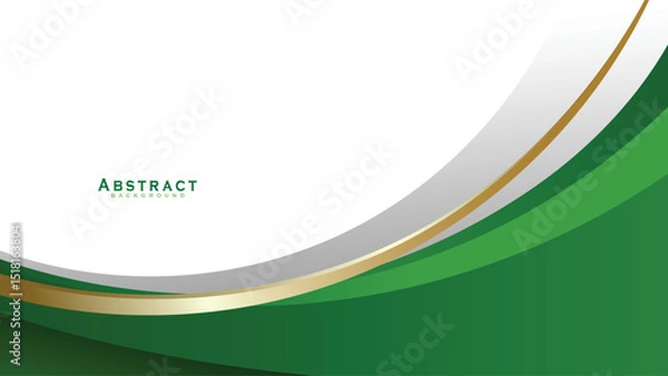 Fototapeta White and green wavy vector abstract background illustration with curved lines and gradient