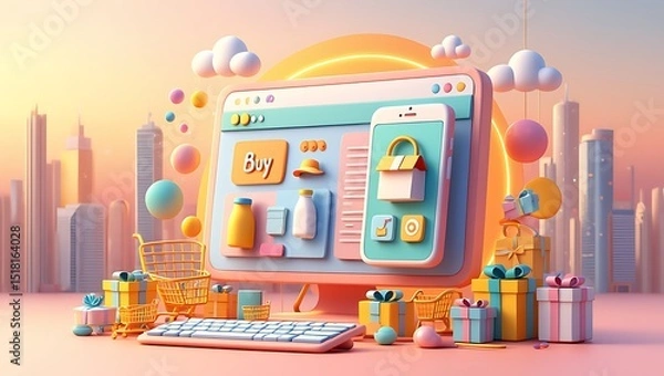 Obraz E-commerce Shopping Platform Illustration