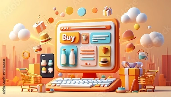 Obraz E-commerce Shopping Platform Illustration