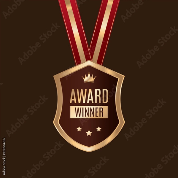 Fototapeta Award Winner Creative Badge Idea Stylist and elegant golden shield design