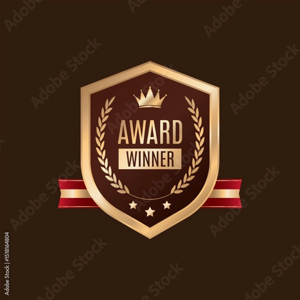 Fototapeta Award Winner Creative Badge Idea Stylist and elegant golden shield design