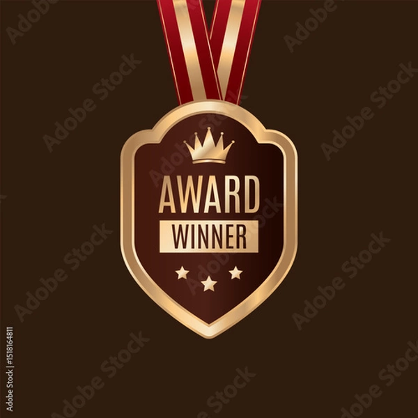 Fototapeta Award Winner Creative Badge Idea Stylist and elegant golden shield design