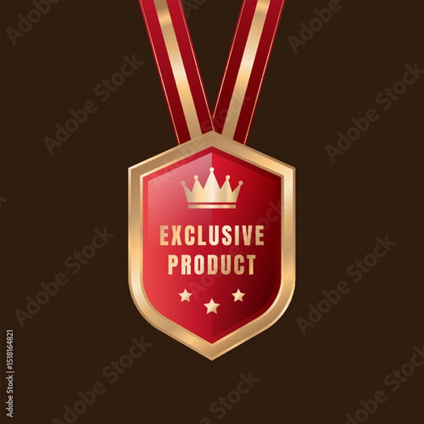 Fototapeta Exclusive Product Label, gold and red color with elegant design