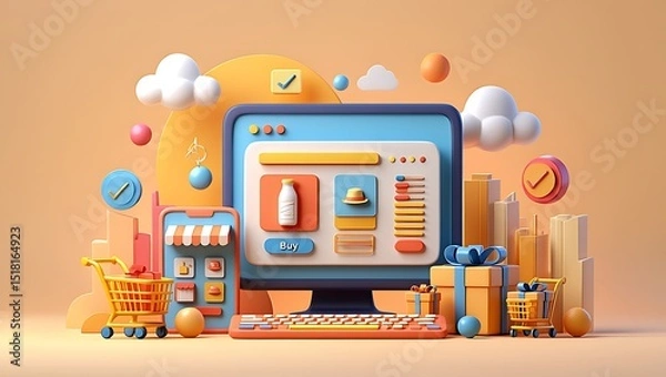 Obraz E-commerce Shopping Platform Illustration