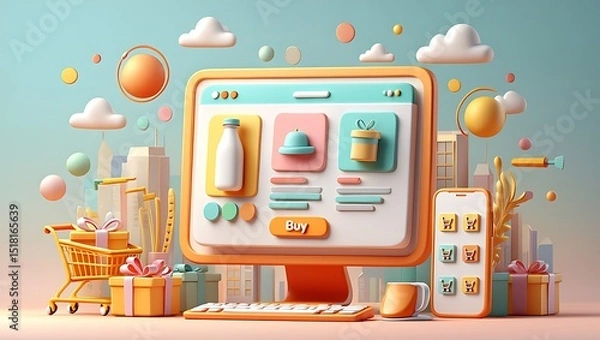 Obraz E-commerce Shopping Platform Illustration