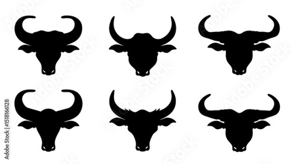 Obraz Set of Silhouette Bull Head Vector