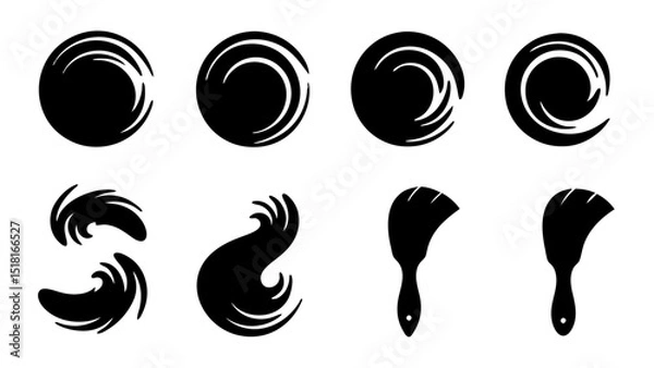 Obraz set of brush strokes vector silhouette