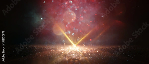 Fototapeta abstract glitter black and gold lights background. de-focused