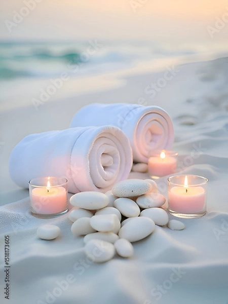 Obraz Tea light candles with pebbles