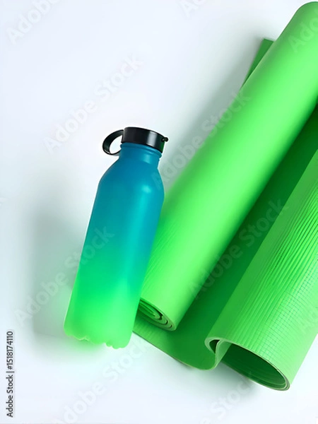 Obraz Yoga mat roll with bottle