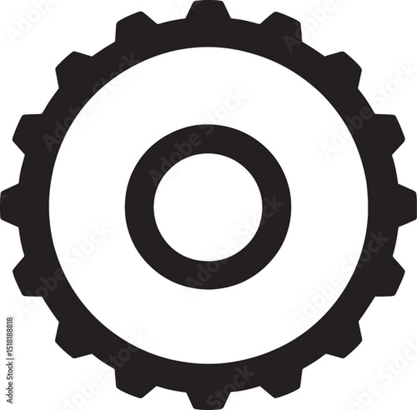 Fototapeta Simple black and white gear graphic for engineering, technology, or industry.