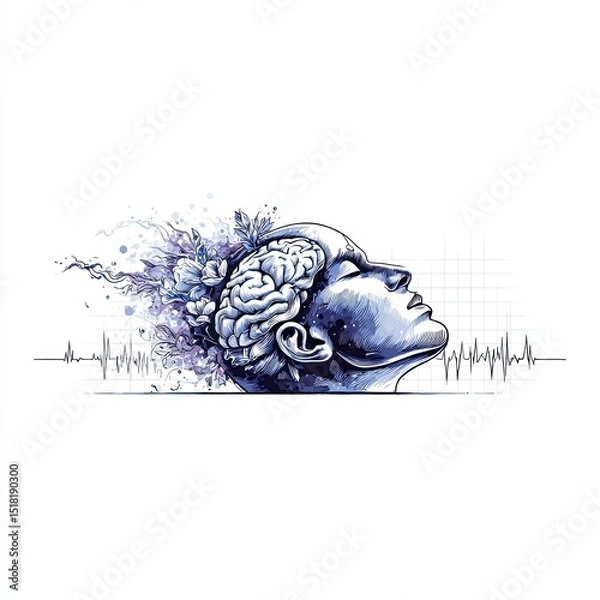 Fototapeta Slow-wave sleep on white background medical illustration featuring realistic slow-wave sleep on white background for scientific content, and informative slow-wave sleep on white background diagram.