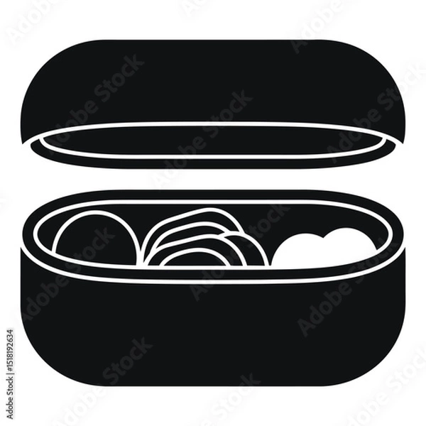 Obraz Minimal Bento Box. Simple Vector Illustration of a Filled Lunchbox