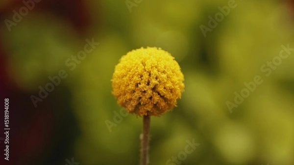 Fototapeta Close-up of a vibrant yellow dandelion flower bud in spring, hinting at summer's fluffy seeds carried by the wind