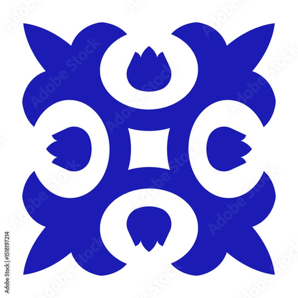 Obraz Blue cross talavera mexican tile. Mexico geometric pattern. Ceramic art. Vector illustration.