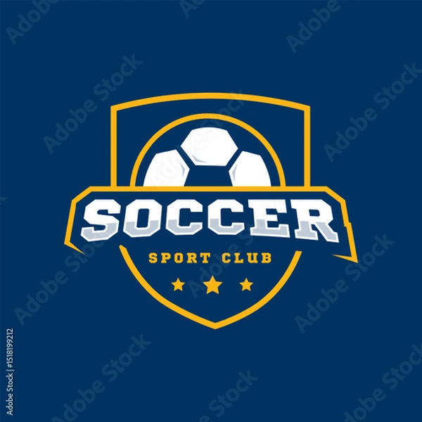 Obraz Ball in shield logo design for soccer