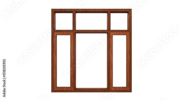 Fototapeta Wooden framed window with multiple panes