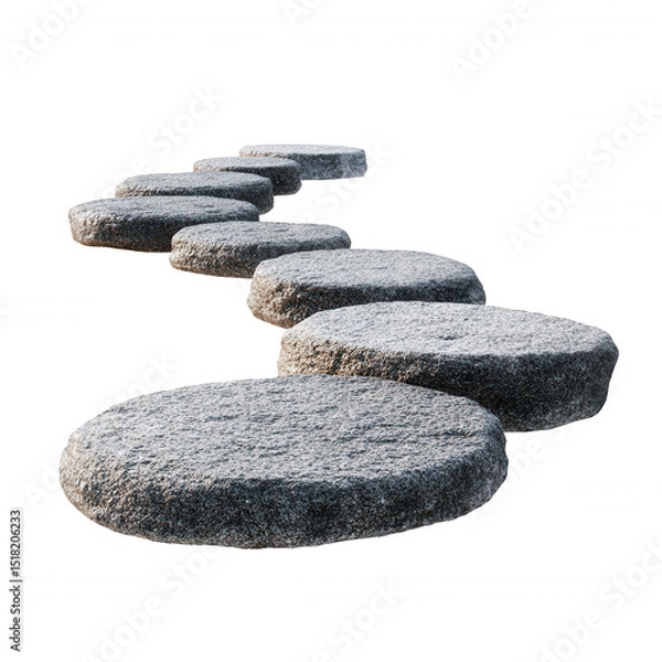 Fototapeta Stepping stones create serene pathway, perfect for enhancing Japanese garden or outdoor space. Their smooth, rounded surfaces invite tranquility and harmony in nature