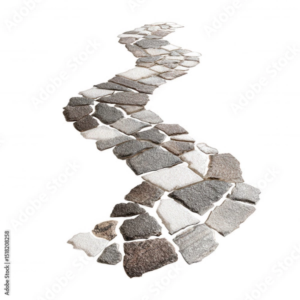 Fototapeta Winding path made of stone tiles creates tranquil and modern design feature, perfect for enhancing outdoor spaces and gardens. unique arrangement adds character and charm